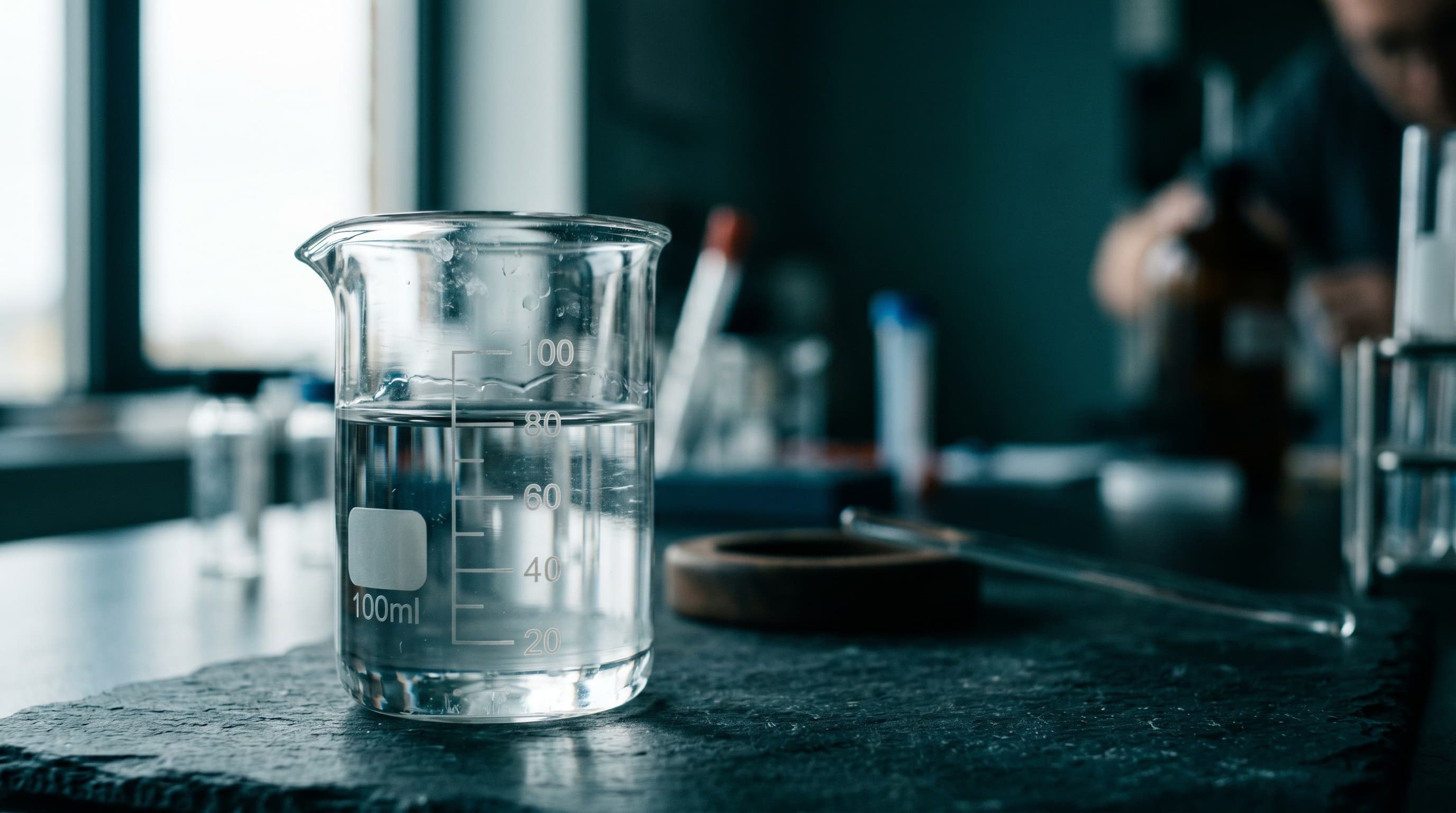 Verre d'eau et échelle graduée illustrant les degrés de dureté de l'eau